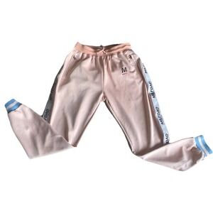 MILFDAD Men's Track Pants Peach W/Blue - Logo Side‎ Piping Size Medium Designer